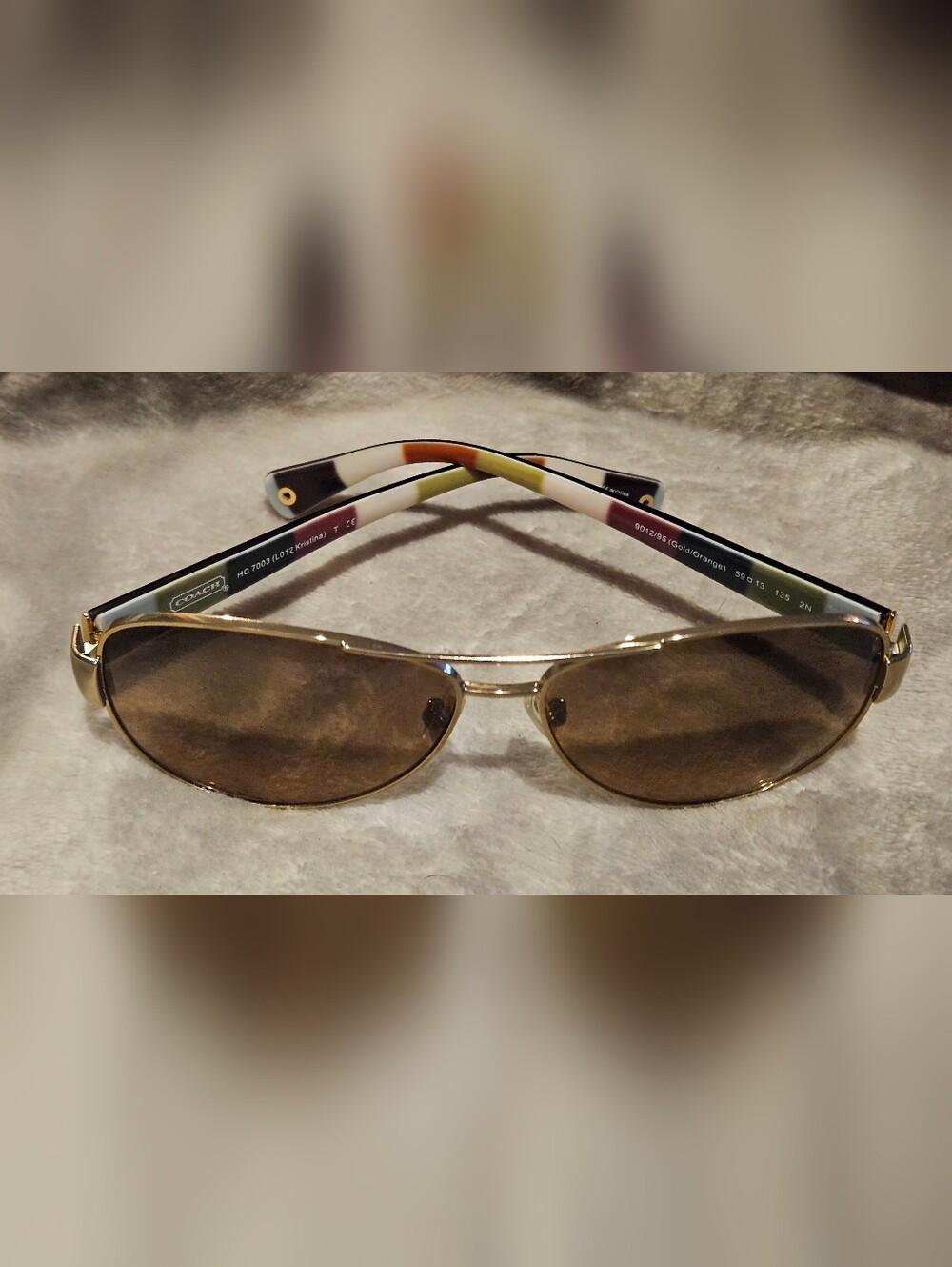 Coach Women's Kristina Gold/Brown Aviator Sunglasses - Picture 3 of 8